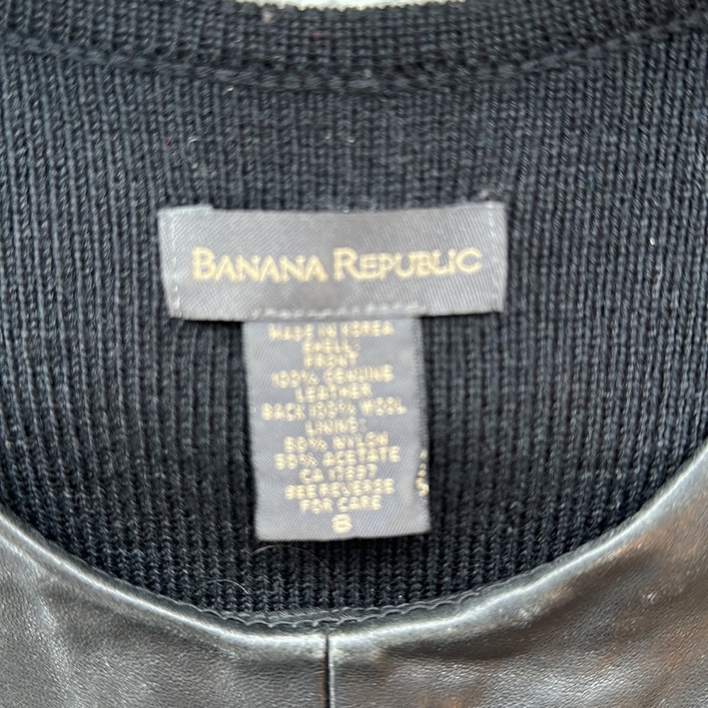 Vintage 90’s Banana Republic Leather & Wool Vest Pullover Sz 8 or M - GORGEOUS - Picture 10 of 12